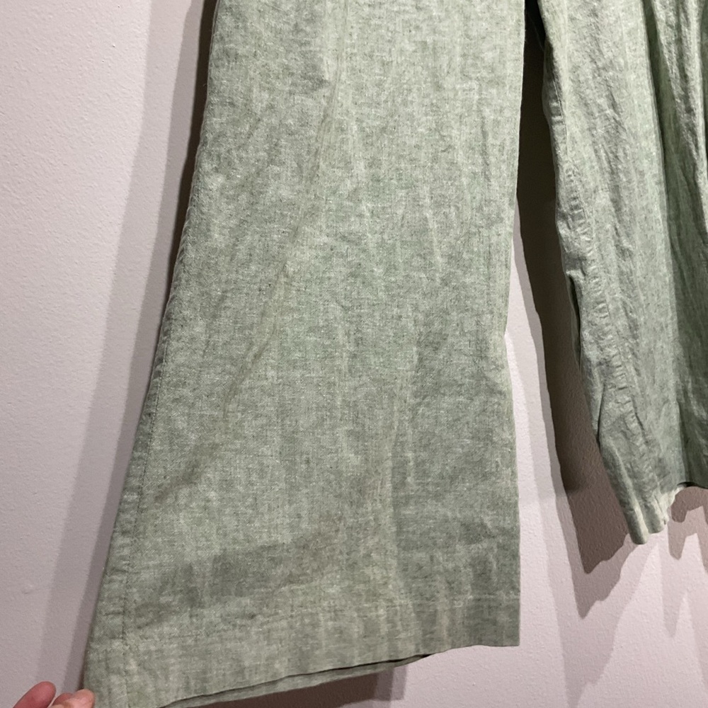 INC Linen Blend Size 14 Wide Leg Ankle Pants Flowy Beachy with Belt Same Color - Picture 8 of 10